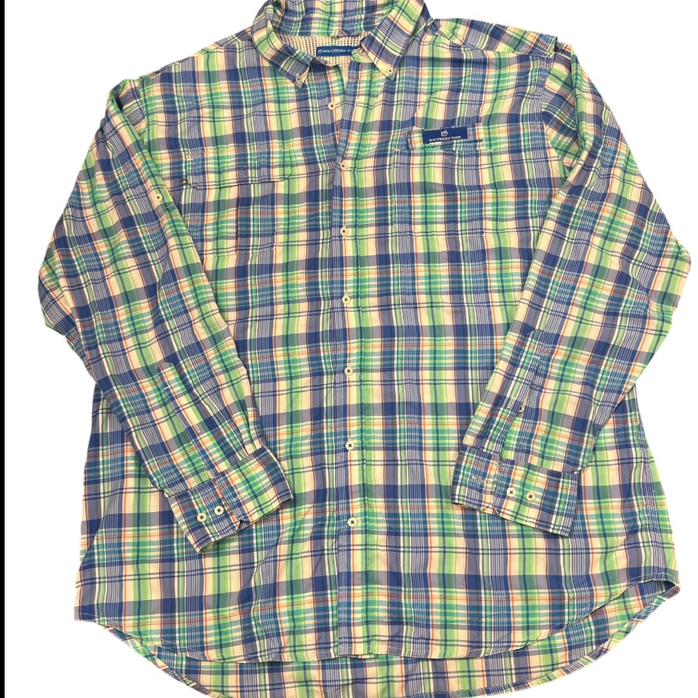Southern Tide Plaid Vented Fishing Shirt - Size XXL
